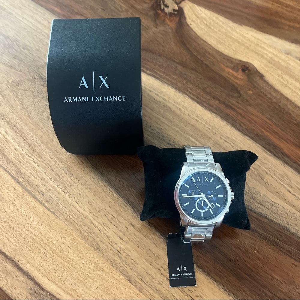 Men’s Armani Exchange Silver Watch with Blue Dial